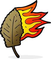 desenho animado queimando o símbolo de folha seca vetor
