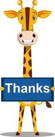 girafa com sinal de agradecimento, ilustração, vetor em fundo branco.