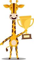 girafa com troféu, ilustração, vetor em fundo branco.