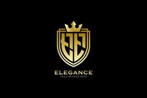inicial tt elegante logotipo de monograma de luxo ou modelo de crachá com pergaminhos e coroa real - perfeito para projetos de marca luxuosos vetor