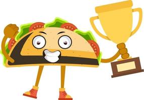 taco com troféu, ilustração, vetor em fundo branco.