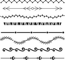 conjunto de linhas e divisores desenhados à mão. elementos de design de vetor doodle. moldura desenhada à mão