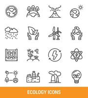 conjunto de ícones de linha ecologia vetor