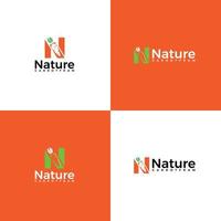 logotipo da cenoura - logotipo da letra n - logotipo da natureza vetor