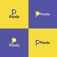 logotipo do panda - logotipo da letra p vetor