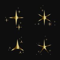 estrelas cintilantes planas douradas para design de arte de celebração, modelo de piscadela de estrela de vetor dourado usado no modelo de efeito em fundo escuro