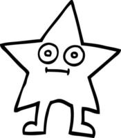 personagem de estrela de desenho animado preto e branco vetor