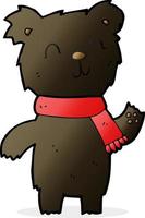 filhote de urso preto bonito dos desenhos animados vetor