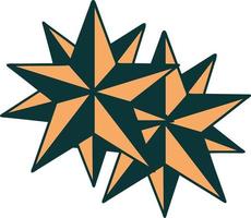 imagem de estilo de tatuagem icônica de estrelas vetor