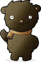 urso preto bonito dos desenhos animados vetor