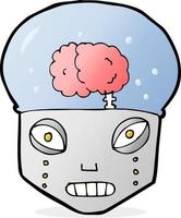 cabeça de robô assustador de desenho animado vetor