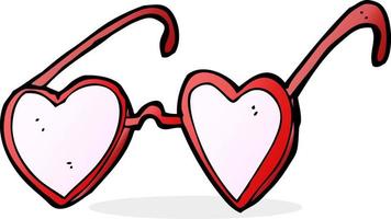 óculos de coração de desenho animado vetor