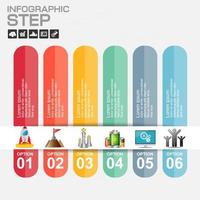 infográfico de papel colorido de 6 etapas com ícones de marketing vetor