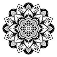 mandala de flor arredondada em preto e branco vetor