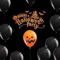 cartaz de festa feliz dia das bruxas com balões brilhantes vetor