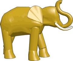 Modelo 3D de elefante, ilustração, vetor em fundo branco.