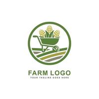 logotipo da fazenda. vetor de logotipo de carrinho de mão
