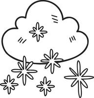 nuvens desenhadas à mão e ilustração de neve vetor