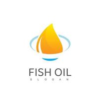 logotipo de óleo de peixe com símbolo de gota vetor