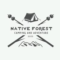 logotipo de acampamento ao ar livre e aventura vintage, crachá, rótulos, emblema, marca. arte gráfica. ilustração vetorial. vetor