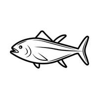peixe retrô vintage para camping. pode ser usado como emblema, logotipo, crachá, etiqueta. marca, pôster ou impressão. arte gráfica monocromática. vetor