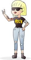 mulher de rock dos desenhos animados vetor