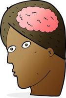 cabeça de desenho animado com símbolo do cérebro vetor
