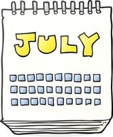 calendário de desenhos animados mostrando o mês de julho vetor