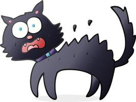 desenho animado gato preto assustado vetor
