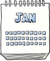 calendário de desenhos animados mostrando o mês de janeiro