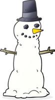 boneco de neve dos desenhos animados na cartola vetor