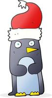 pinguim de desenho animado com chapéu de natal vetor