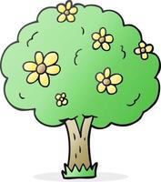 árvore de desenho animado com flores vetor