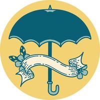 ícone com banner de um guarda-chuva vetor