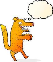 raposa faminta de desenho animado com balão de pensamento vetor