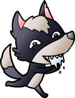 lobo faminto de desenho animado vetor