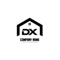 dx letras iniciais vetor de design de logotipo para construção, casa, imóveis, construção, propriedade.