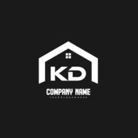 vetor de design de logotipo de letras iniciais kd para construção, casa, imóveis, construção, propriedade.