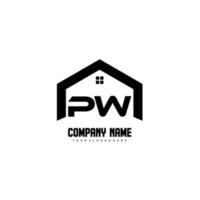 pw letras iniciais vetor de design de logotipo para construção, casa, imóveis, construção, propriedade.