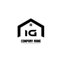 ig letras iniciais vetor de design de logotipo para construção, casa, imóveis, construção, propriedade.