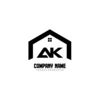 ak letras iniciais vetor de design de logotipo para construção, casa, imóveis, construção, propriedade.