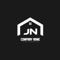 jn letras iniciais vetor de design de logotipo para construção, casa, imóveis, construção, propriedade.