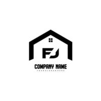 fj letras iniciais vetor de design de logotipo para construção, casa, imóveis, construção, propriedade.