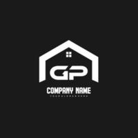 vetor de design de logotipo de letras iniciais gp para construção, casa, imóveis, construção, propriedade.