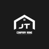 jt letras iniciais vetor de design de logotipo para construção, casa, imóveis, construção, propriedade.