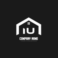 iu letras iniciais vetor de design de logotipo para construção, casa, imóveis, construção, propriedade.