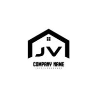 jv letras iniciais vetor de design de logotipo para construção, casa, imóveis, construção, propriedade.