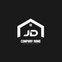 jd letras iniciais vetor de design de logotipo para construção, casa, imóveis, construção, propriedade.