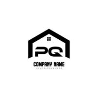 pq letras iniciais vetor de design de logotipo para construção, casa, imóveis, construção, propriedade.