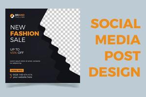 modelo de design de postagem de mídia social de moda, design moderno de banner de venda, cor preta vetor